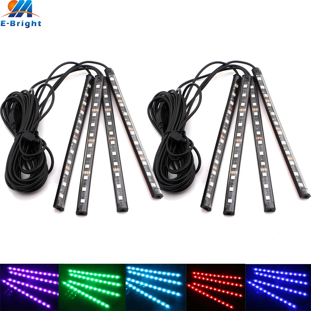 Us 32 94 14 Off 2sets Multi Color 4x12smd 5050 Led Car Interior Exterior Decorative Light Strips App Rgb Control Waterproof Auto Lighting New In