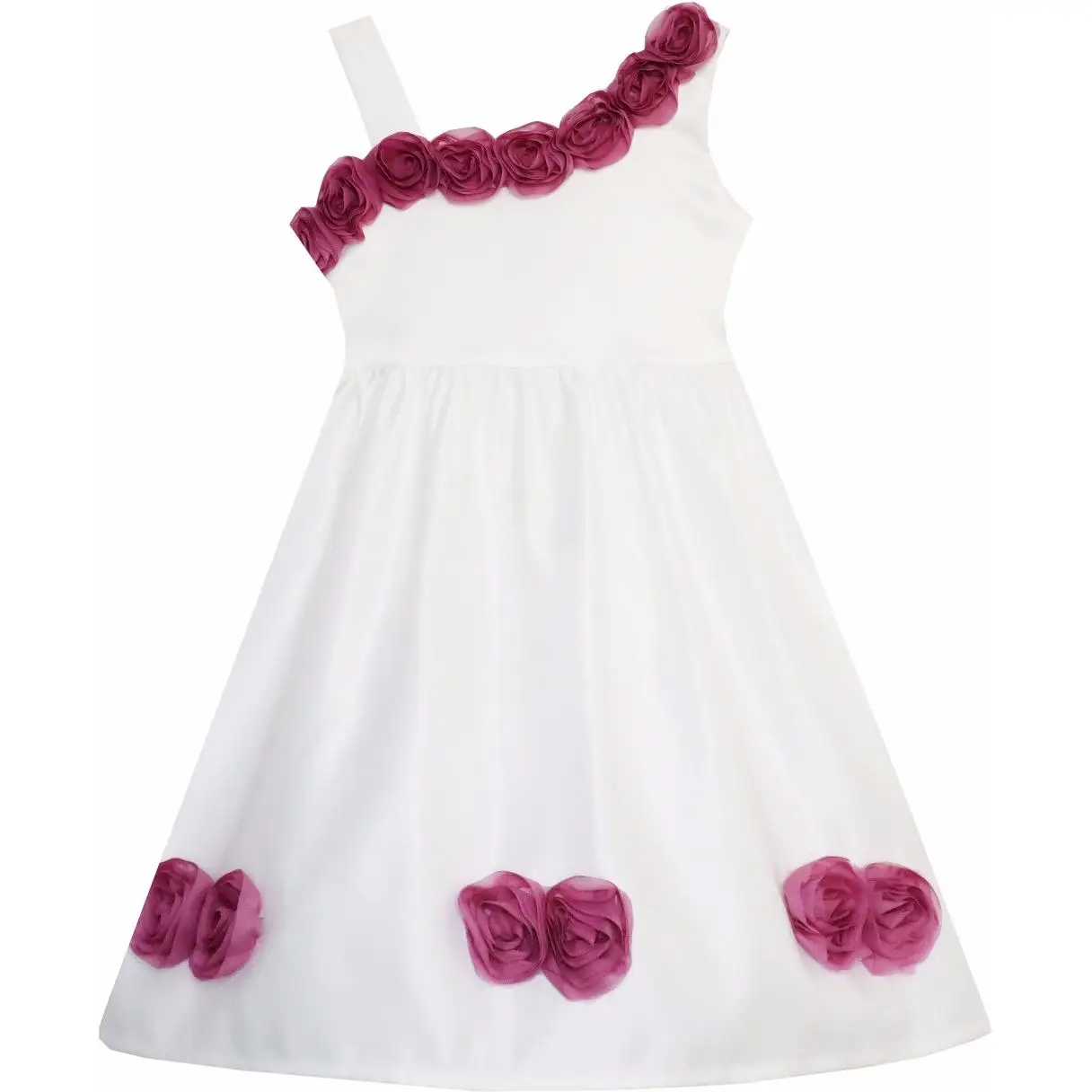 Sunny Fashion платья для девочек Асимметричный Одно плечо Цветок Девушка Вечеринка