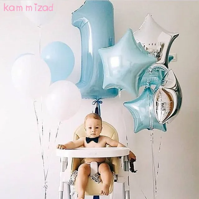 KAMMIZAD Bambino 1st Birthday balloons set rosa Blu Numero Foil Balloon wild one KAMMIZAD Bambino 1st Birthday balloons set rosa Blu Numero Foil Balloon wild one