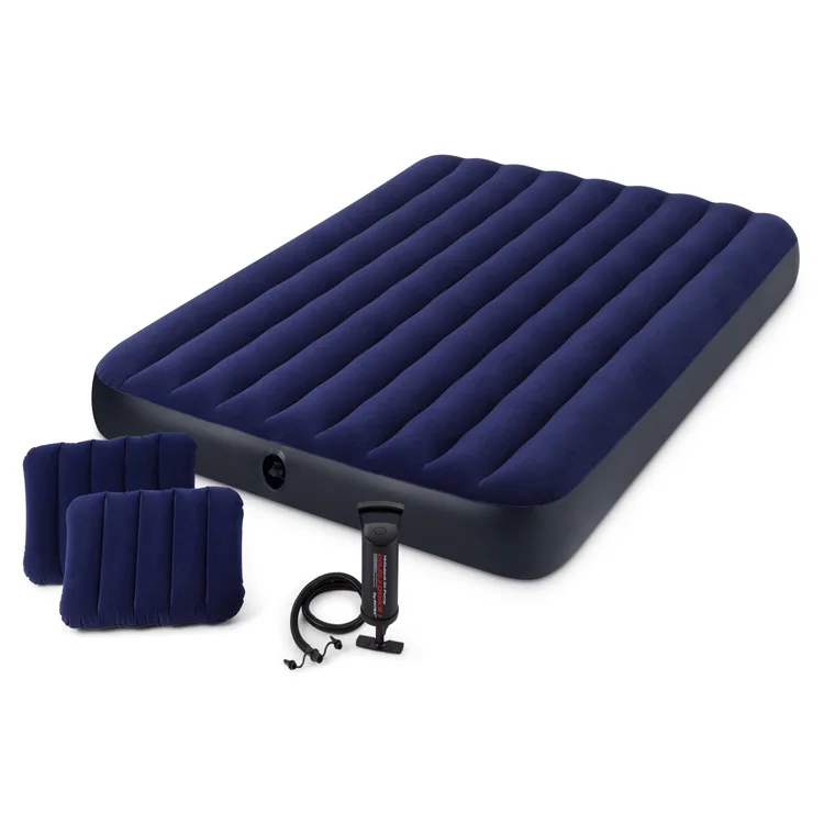 INTEX роскошный полосатый двойной увеличивающий матрас надувной матрас 2 утолщение надувная кровать с подушкой и ручной насос 68765