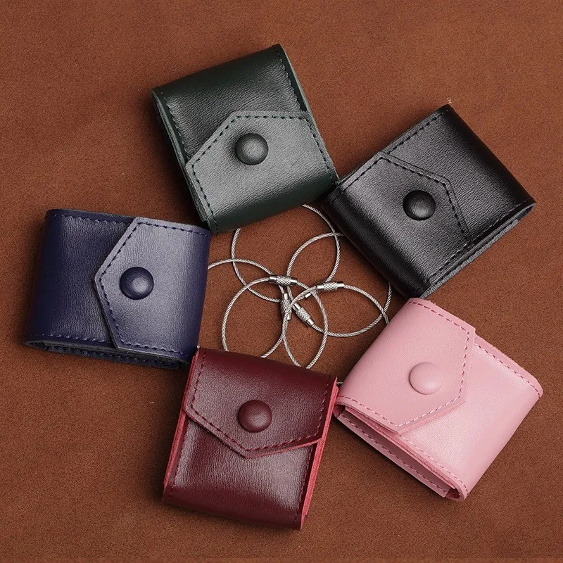New leather headset bag digital accessories data cable storage bag small portable headset box Retro Bags
