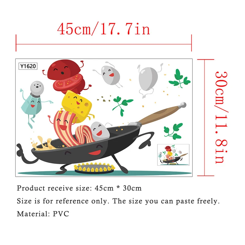 Cartoon Happy pan kitchen Wall Sticker for Kitchen fridge cupboard decoration art Decals Removable home stickers Mural wallpaper