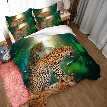 

Fanaijia 3d Leopard Bedding Set Full Size Luxury Animal Duvet Cover Set with Pillowcase 2/3pcs Quilt Cover Set Custom Size