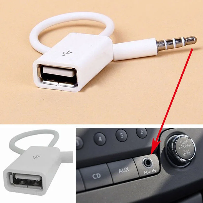 

12V USB 2.0 Female To MP3 DC 3.5mm Male AUX Audio Plug Jack Converter Cable Cord High fidelity Anti-jamming Cars Accessories