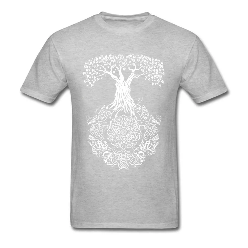 Tops Tees T-Shirt Yggdrasil Tree of Life NEW YEAR DAY Short Sleeve 100% Cotton Round Neck Men T Shirts 3D Printed Discount Yggdrasil Tree of Life grey