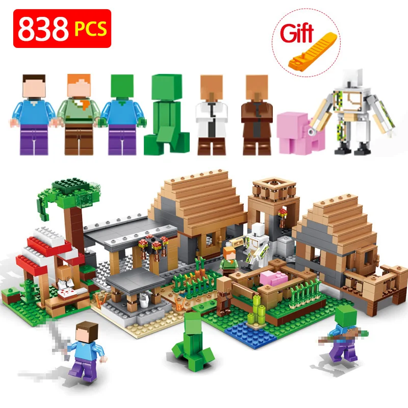 

Building Blocks Bricks LegoINGLYS Minecrafted The Spiritual village My world Figure Kids Educational Toys For Children Gift