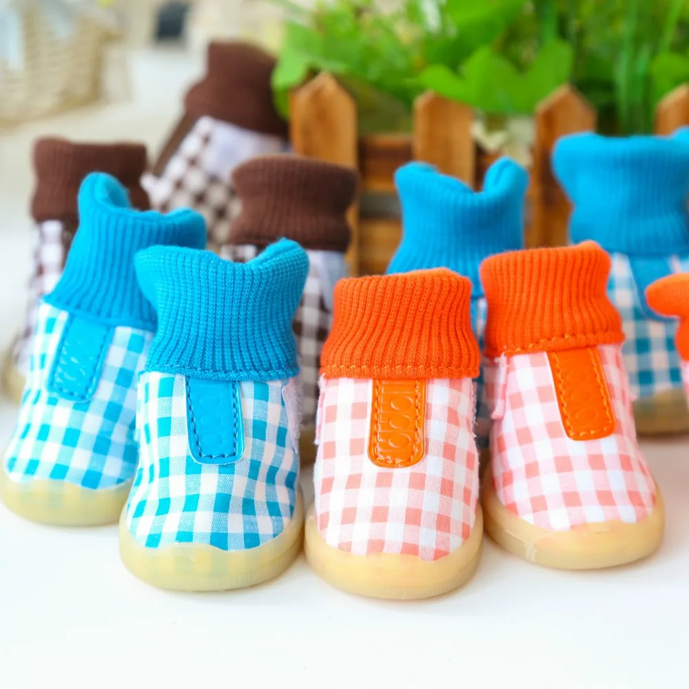 Plaid winter warm small Dog snow Shoes indoor chihuahua