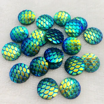 

480pcs 12mm round fish scale resin mermaid cabochon,flat back rhinestone A123*6