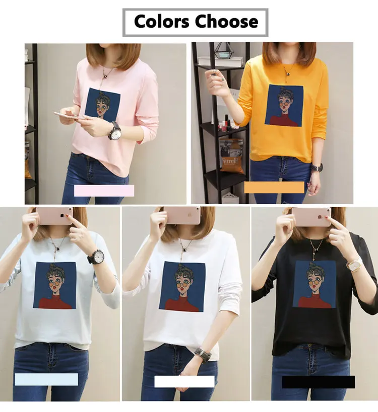 Autumn Cartoon Printed Tshirts Women's Long Sleeve T-shirt Female Casual Tees M-XXL Cotton T-shirts For Women Poleras Mujer 2019 (1)