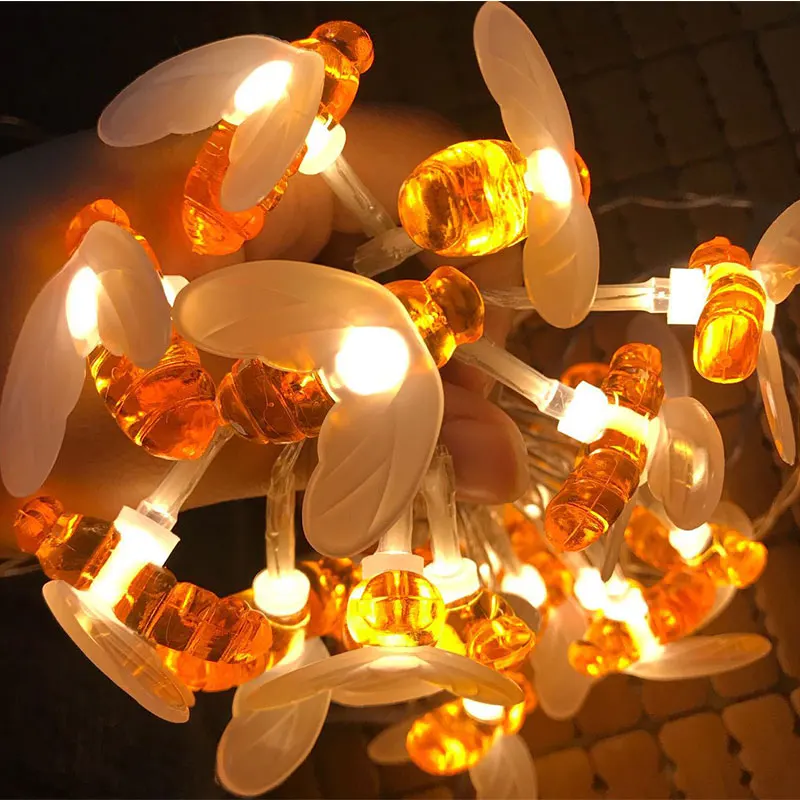 LED Bee Festoon String Light Battery Powerd Fairy String Lights for Wedding Ramadan Diwali Christmas Decoration