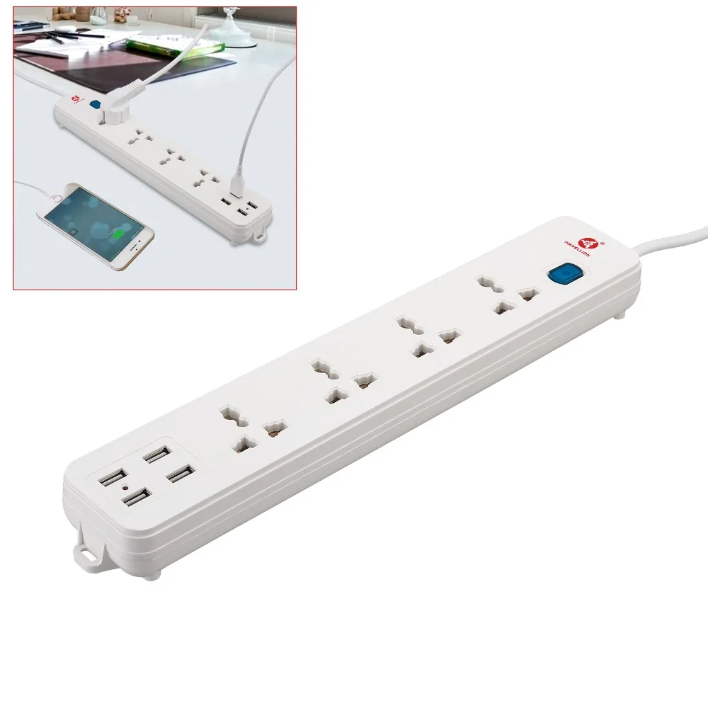 Pаспродажа 4 USB 4 розетки Мощность полосы адаптер с выключателем для USB устройств и смартфонов Планшеты ЕС Plug