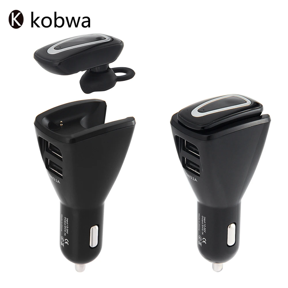 Kobwa Portable 2 In 1 Wireless Bluetooth Earphone&Car Charger Dual Port