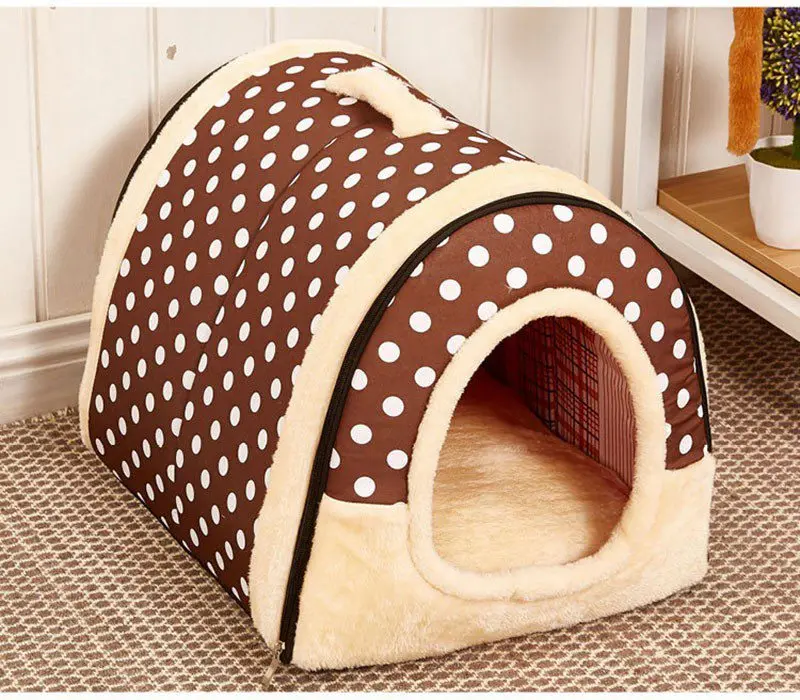 2 в 1 теплое складное гнездо для кошек и собак с ковриком складная кровать для домашних животных домик для кошек для маленьких средних собак дорожная сумка для домашних животных - Цвет: as picture