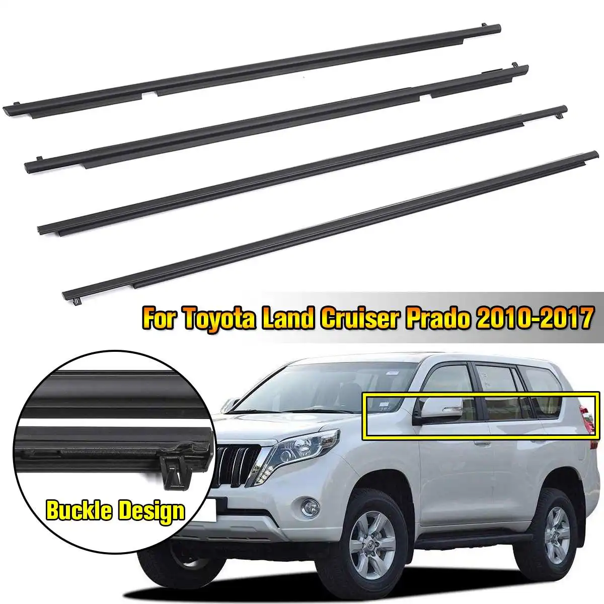 4pcs Window Door Belt Moulding Trims Weather Strip Strip Wind Rain