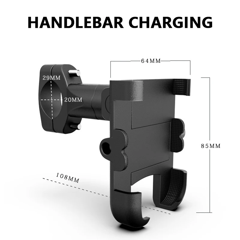 Handlebar Charger YPAY алюминиевый держатель для телефона mirro заднего вида мотоцикла с usb-зарядным устройством, кронштейн руля велосипеда, подставка для 4-6,2 дюймов, крепление для телефона - Цвет: Handlebar Charger