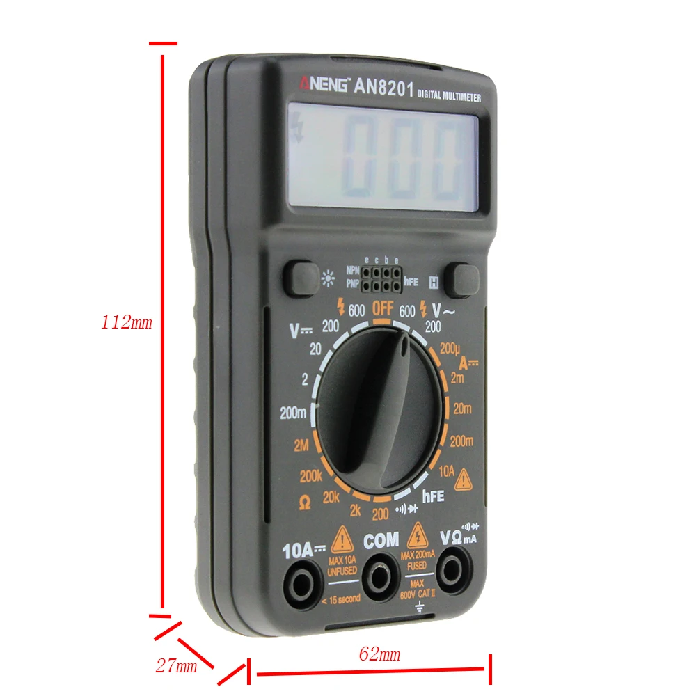 ANENG AN8201 транситор тестер Цифровой мультиметр Подсветка AC/DC Амперметр Вольтметр Ом Электрический тестер Портативный 1999 отсчетов