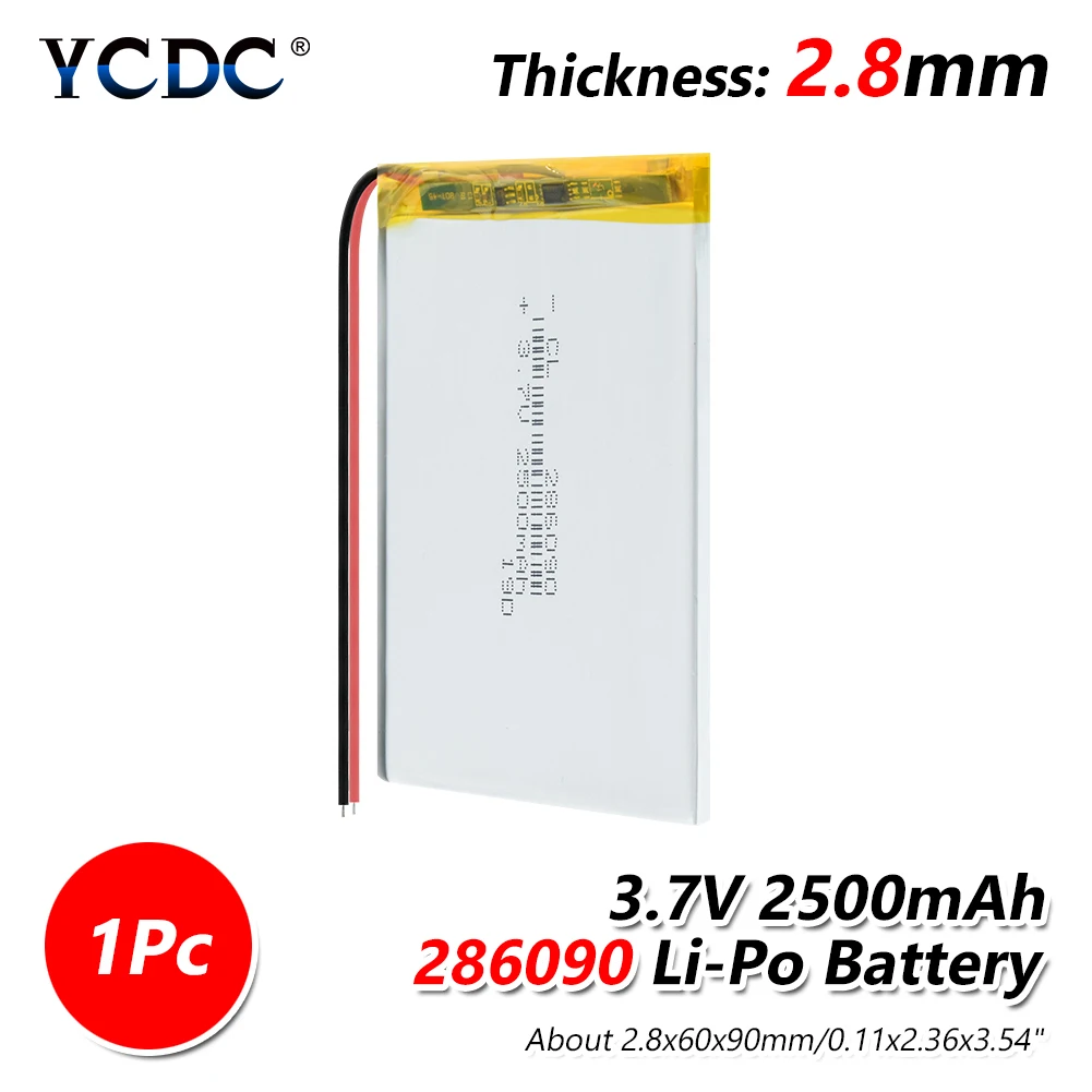 1/2/4 шт. 286090 2500mAh 3,7 V литий-полимерный аккумулятор Li-Po литий-ионный Перезаряжаемые Батарея клетки для Mp3 MP4 MP5 gps Оборудование для psp Мобильный bluetooth