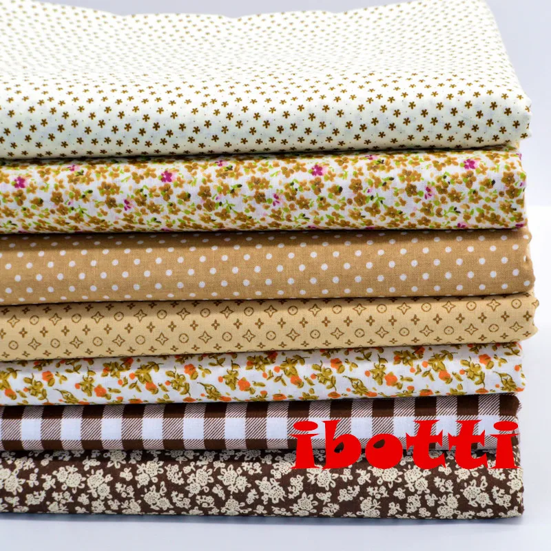 7 шт./лот, 50x50 см, Новое поступление, Коричневая серия, хлопок, ткань для шитья, тильда, кукольная ткань, сделай сам, лоскутное шитье, текстильная ткань