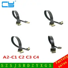 5cm-80cm 90 Degree Up Angled FPV Mini HDMI Male to HDMI Male FPC Flat Cable for Multicopter Aerial Photography
