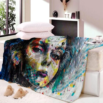 

Messy Girl Abstract Art Blanket Plate Oil Painting Personality Tapestry Beach Towel Wall Hanging Bedding Throw Blanket Plaid