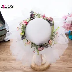 Летние богемные пляжные Стиль Свадебные Шапки и Fascinators для Для женщин Элегантные цветы гирлянды Тюль Свадебные Шапки романтический