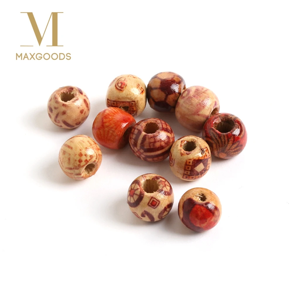 

100 Pcs Mixed Natural Round Wood Beads For DIY Jewelry Making Findings Components 10mm Necklace Bracelet Accessories