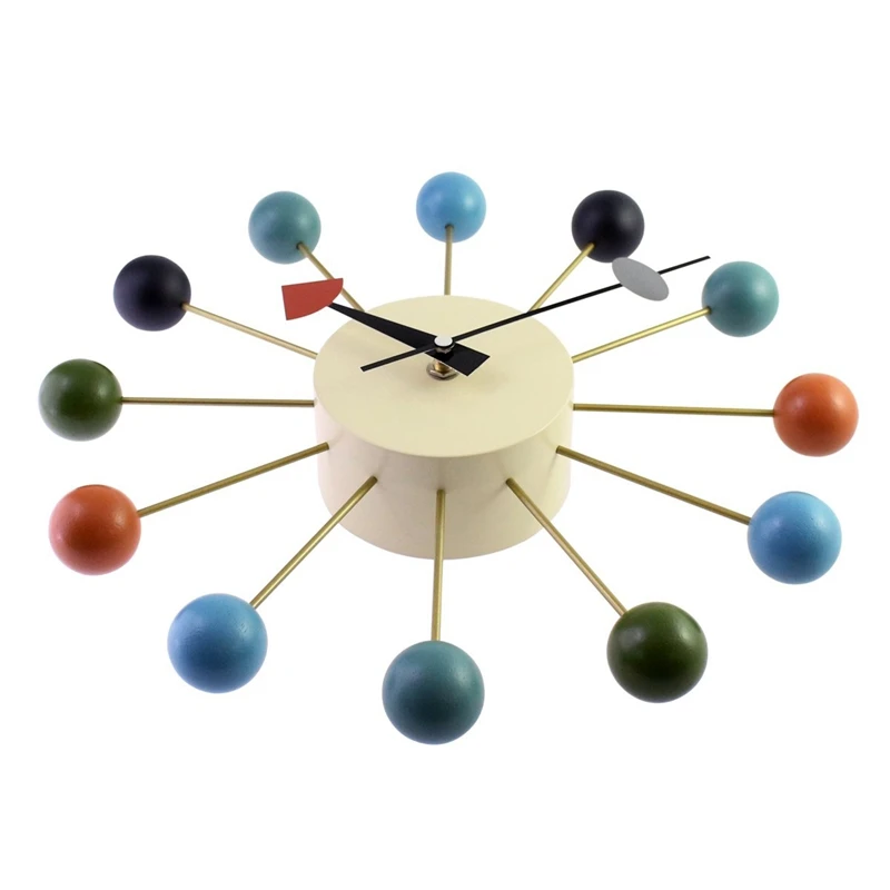 Простой цветной шар Современные часы искусство моделирование Спорт декоративный конфетный настенные часы разных цветов металлик+ твердый деревянный шарик-массажер