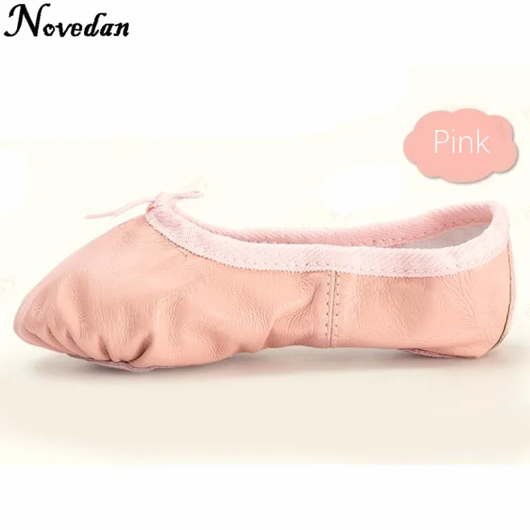 Quantity Women Girls Leather Soft Split Outsole Ballet Dance Shoes Toe Shoes Children Fitness Shoes Pink Black Slippers All Size 5