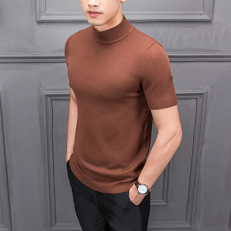 Men's short sleeve turtleneck t-shirt 