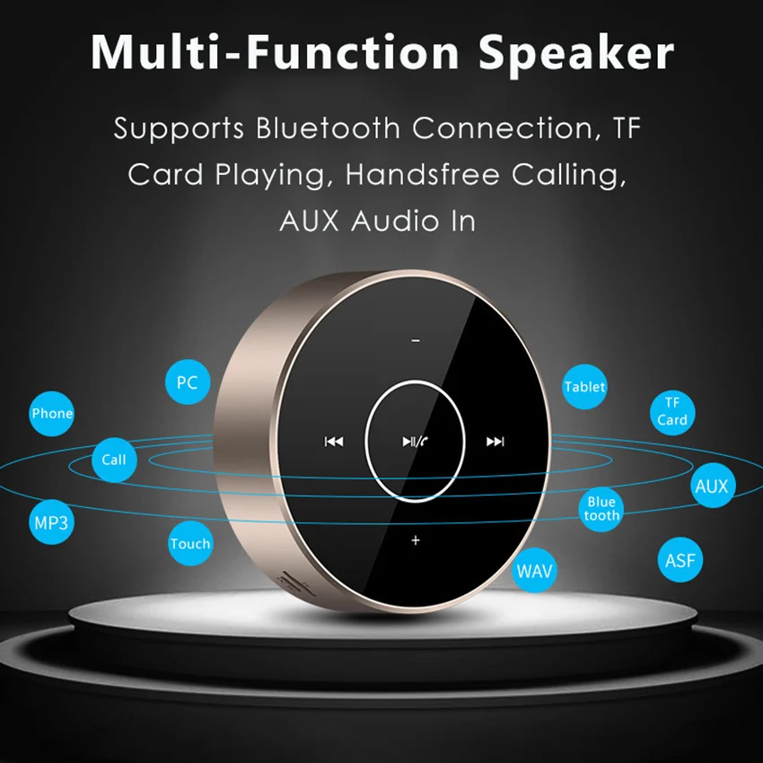 A6 Portable Wireless Wired TWS Bluetooth Speakers Touch Panel Stereo Subwoofer AUX TF Card MP3 Player with Mic for Cellphone