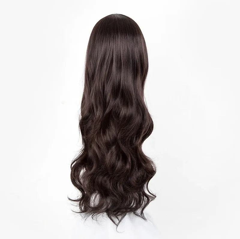 Средняя часть линии парик Fei-Show синтетическое жаростойкое волокно карнавал Peruca длинные вьющиеся темно-коричневые волосы женский салонный парик
