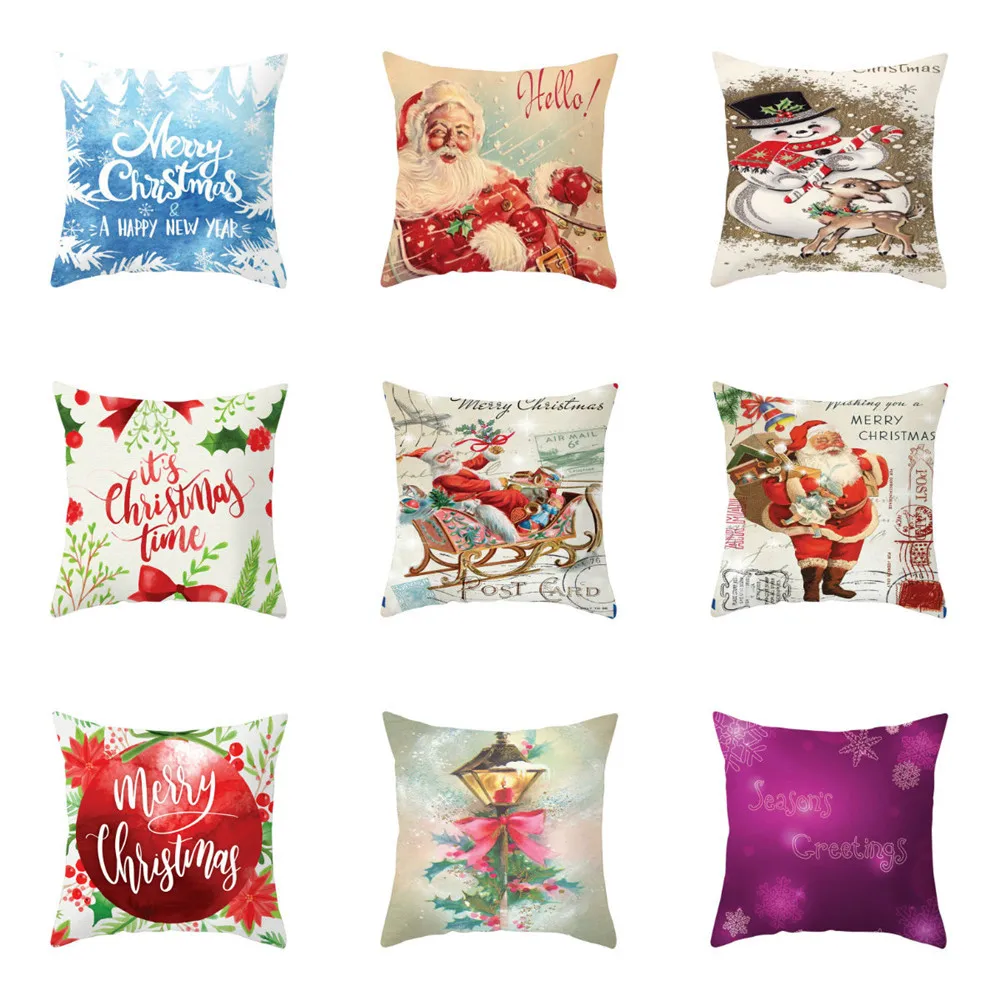 

Pillowcases Merry Christmas Soft Peach skin Throw Pillow Cover Home Decor Cushion Cover Funda Cojin Housse de Coussin Cojines