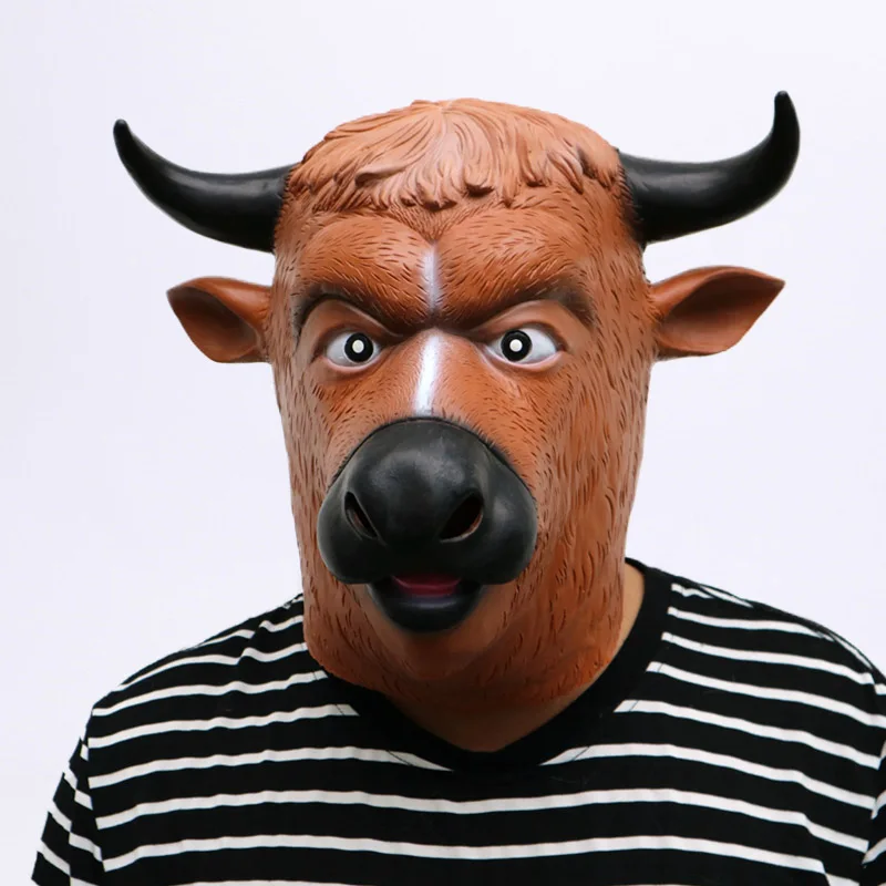 Natural Latex Halloween Creepy Cow mask Tau bull Head Mask face Costume