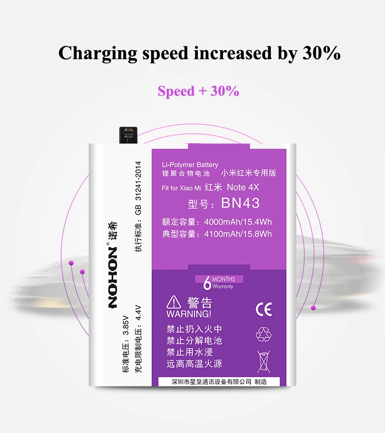 Nohon Battery For XiaoMi RedMi Note 4X BN43 Details (02) Nohon Battery For XiaoMi HongMi Note4X BN43