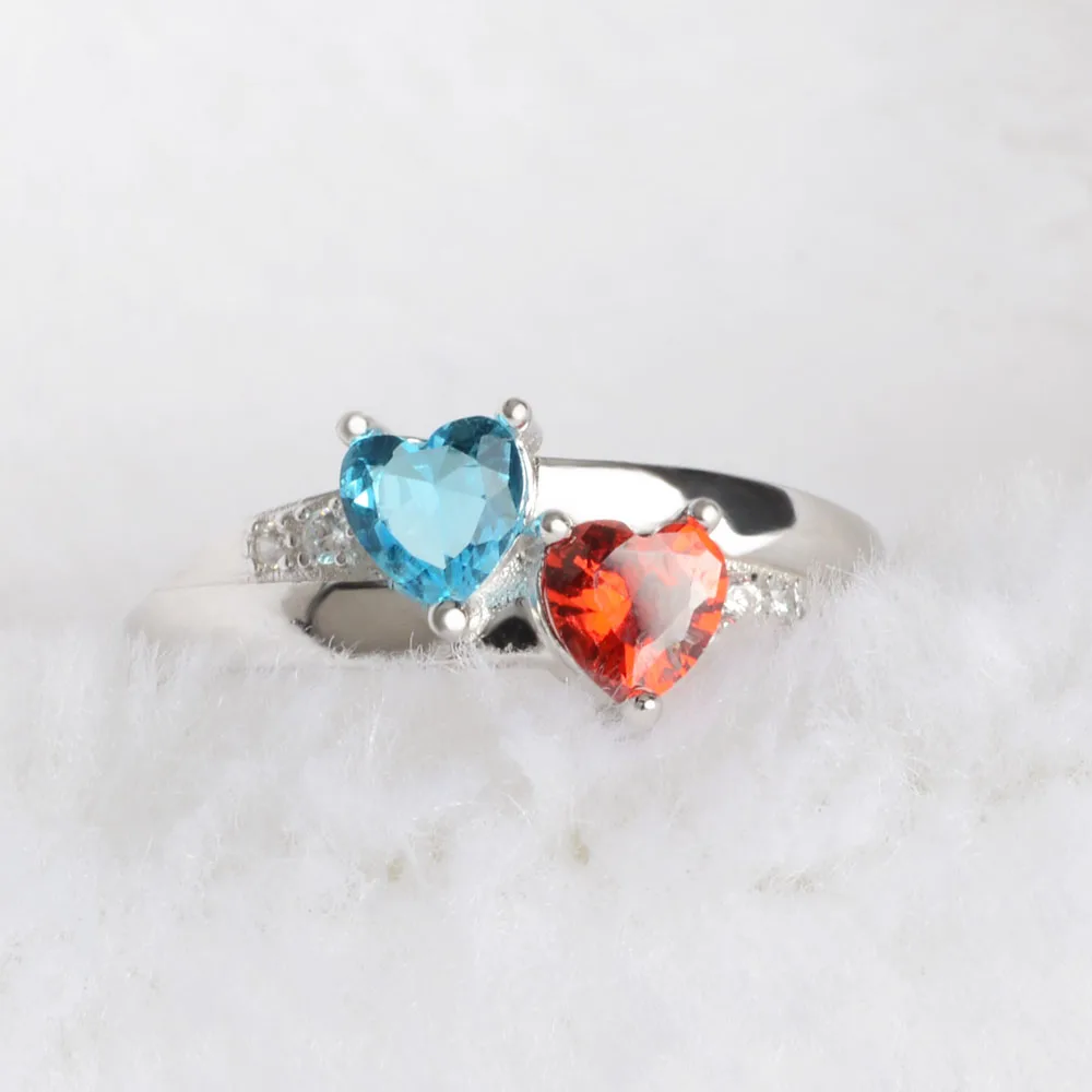 Настроить кольцо 12 рождения камень кольцо лучший подарок для влюбленных мама cirld 925 пробы серебро обручение ювелирные изделия кристалл кольца