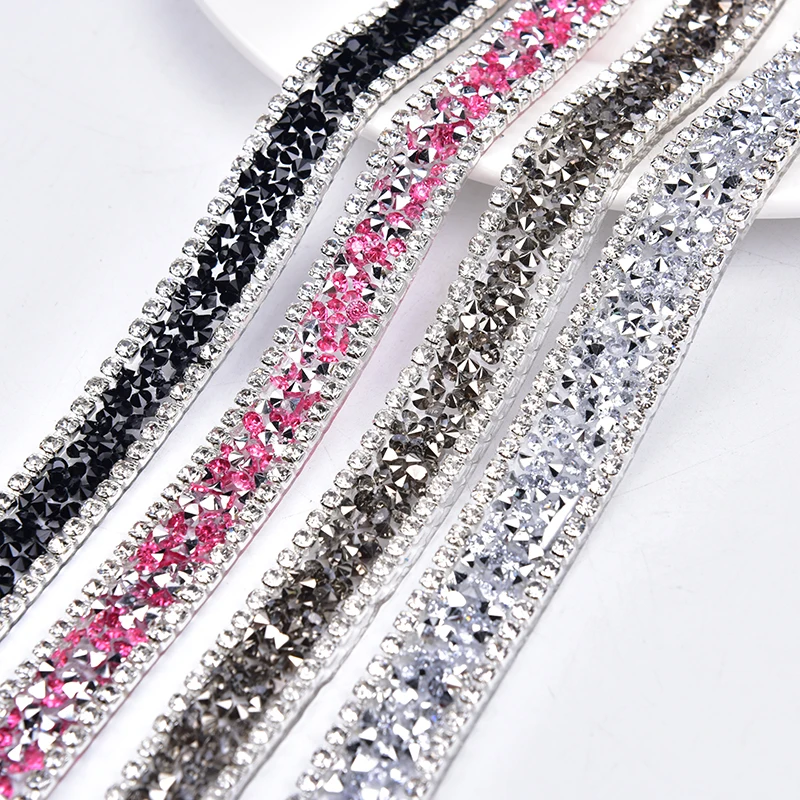 

Free ship,iron on rhinestone tape,2yards/lot,fancy light rose hotfix gemstone bridal dress belt banding,cake decorative cupchain