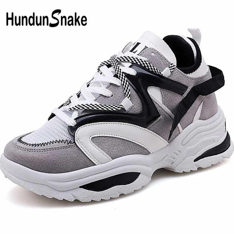 Hundunsnake/летние женские Сникеры на платформе; кроссовки для мужчин; спортивная обувь для женщин; обувь для папы; спортивная обувь серого цвета; массивная прогулочная A-043