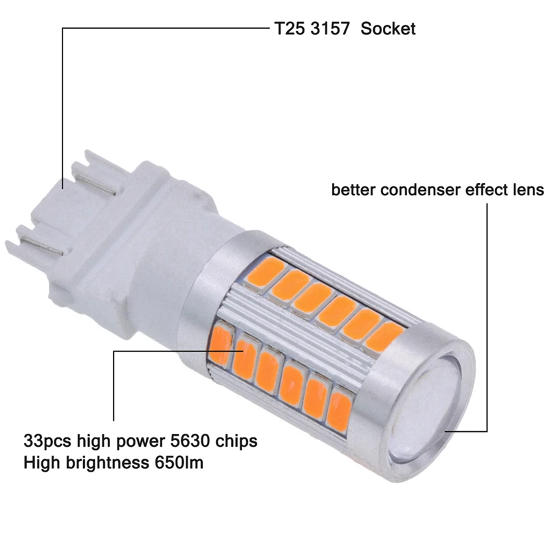Katur 2 шт. T25 3157 светодиодный лампы для автомобилей стоп-сигнал/стоп-сигнал Янтарный/оранжевый освещение белый красный синий 5630 33SMD светодиодный двойной контакт