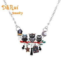 D& Rui, ювелирное изделие, модное ожерелье с совой и подвесками, цветные эмалированные животные, птица, луна, звезда, аниме, рождественский подарок, цепочка, ожерелье для женщин
