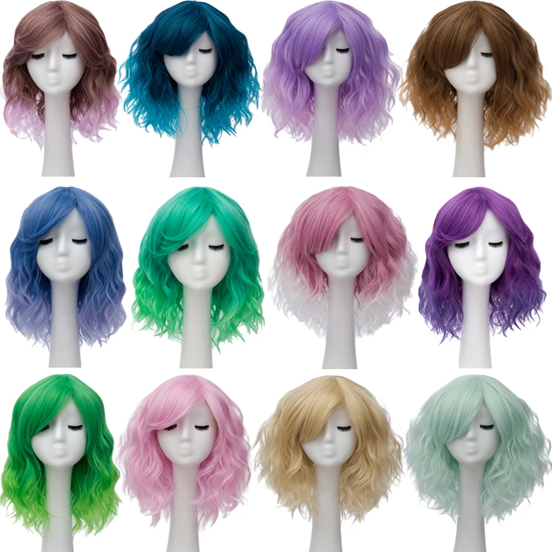 Beste Similler Pixie Cut Synthetische Pruiken Met Pony Voor Vrouwen Pruik Kort Krullend Haar Hittebestendige Roze Paars Ombre Twee Tonen