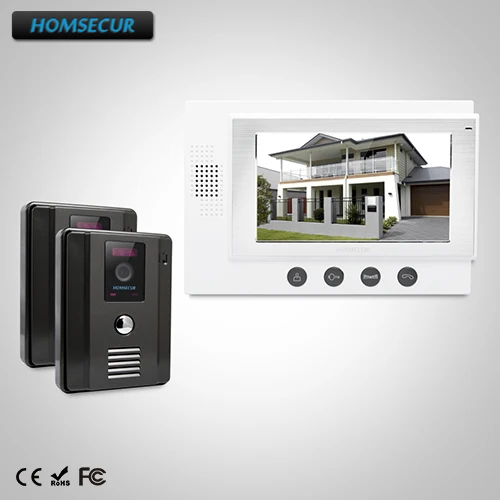 

HOMSECUR 7" Wired Video Door Phone Intercom System+Intra-monitor Audio Intercom: TC011-B Camera (Black)+TM701-W Monitor (White)