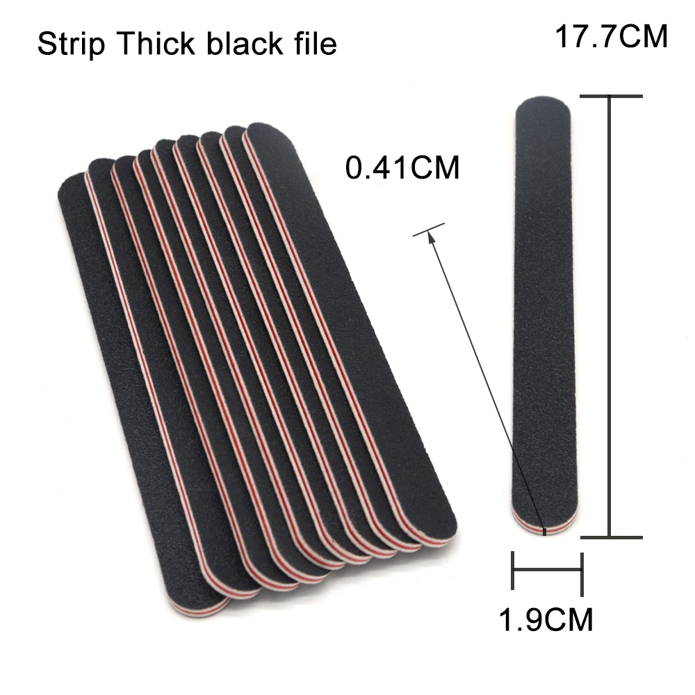 

10pcs/Packed Professional Black Curved Double Sides Nail Files Buffer Slim Crescent Grit Sandpaper Manicure Tool mini nail file