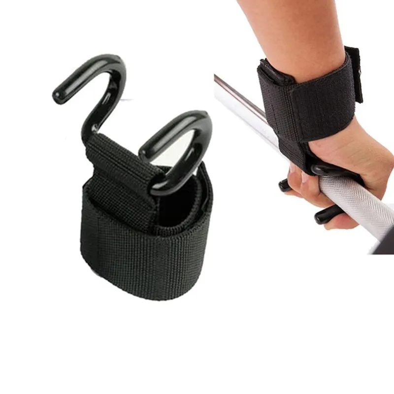 1 Pair Adjustable Strong Steel Hook Grips Straps Weight Lifting Strength Training Gym Fitness Black Wrist Support Lift Straps