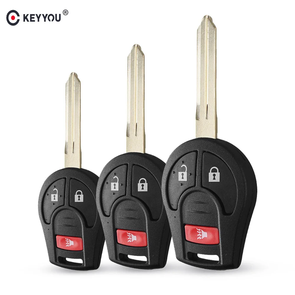 KEYYOU, высокое качество, 2+ 1, 3 кнопки, автомобильный чехол для дистанционного ключа, черный ключ, оболочка для Nissan Cube Juke Rogue Suny Sylphy March Tiida Micra
