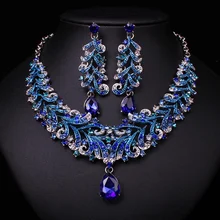 Moda India Azul Rhinestone Accesorios Nupciales de La Joyería Del Partido de La Boda Para Las Novias Indias Del Pendiente Regalo de Las Mujeres