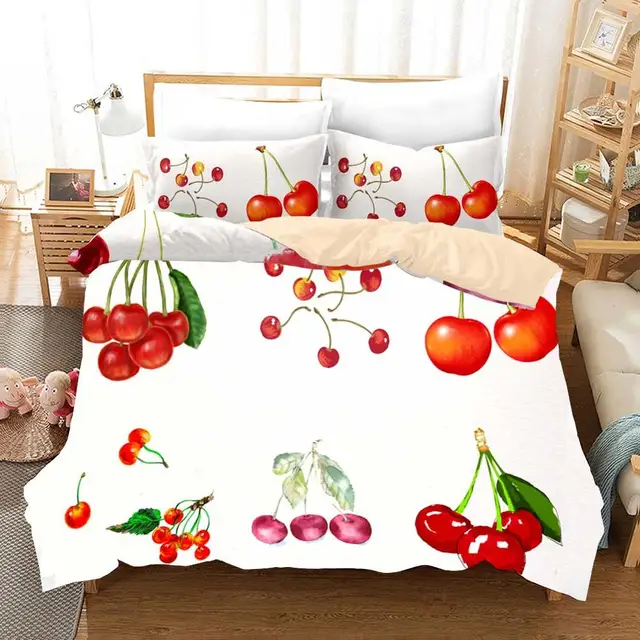 Fruit Cherry Designer Bedding Sets King Queen Size Bedding Set Bed