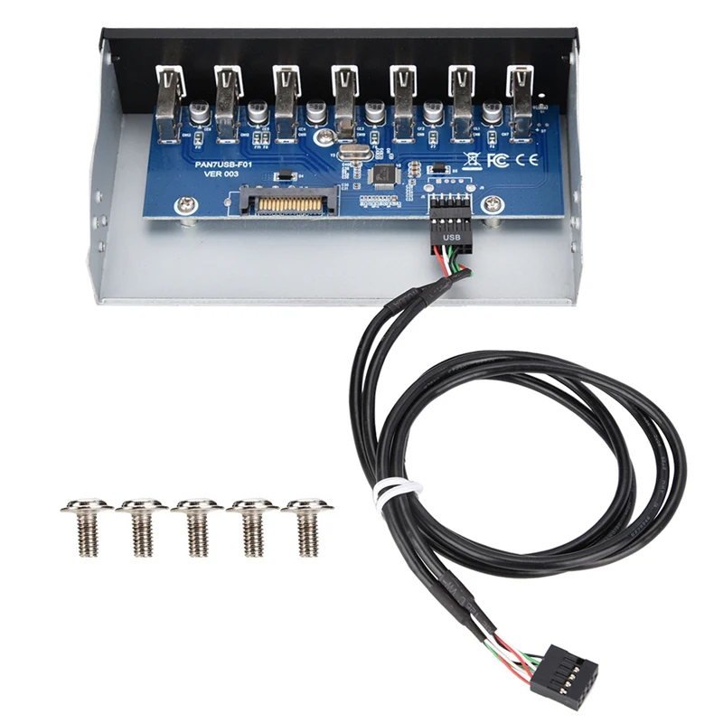 Usb-концентратор USB 2,0 концентратор 7 портов Разветвитель USB 2,0 Передняя панель 5,25 cd-rom привод кронштейн для жесткого диска расширительный адаптер Разъем для Windows XP