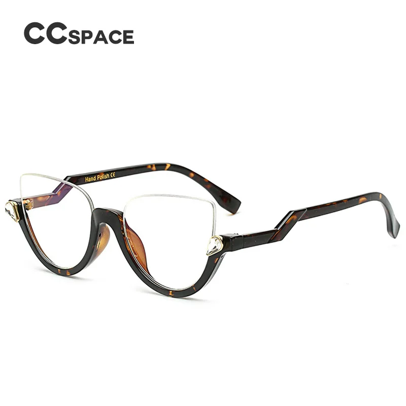 45159 Semi-Rimless Cat Eye Anti Blue Women Glasses Frame Crystal Diamonds EyeGlasses Frames Fashion Lady Eyewear Anti Blue Light Glasses Eyeglasses Frames Eyewear Frames Women Glasses Fashion Eyeglasses