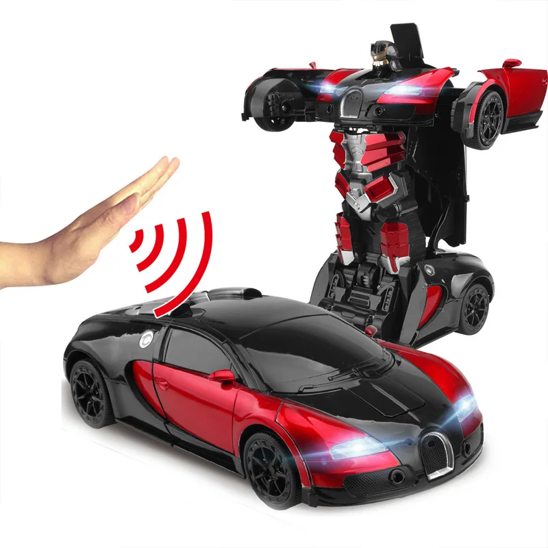 

2.4G Transforming Bugatti Induction Deformation RC Cars RC Remote Control Deformation Car Into Light Electric Robot Toy