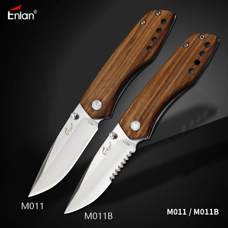 Comprar Enlan M011 Edc cuchillo plegable 8Cr13Mov mango de madera al aire libre caza supervivencia táctica utilidad militar Herramienta de bolsillo